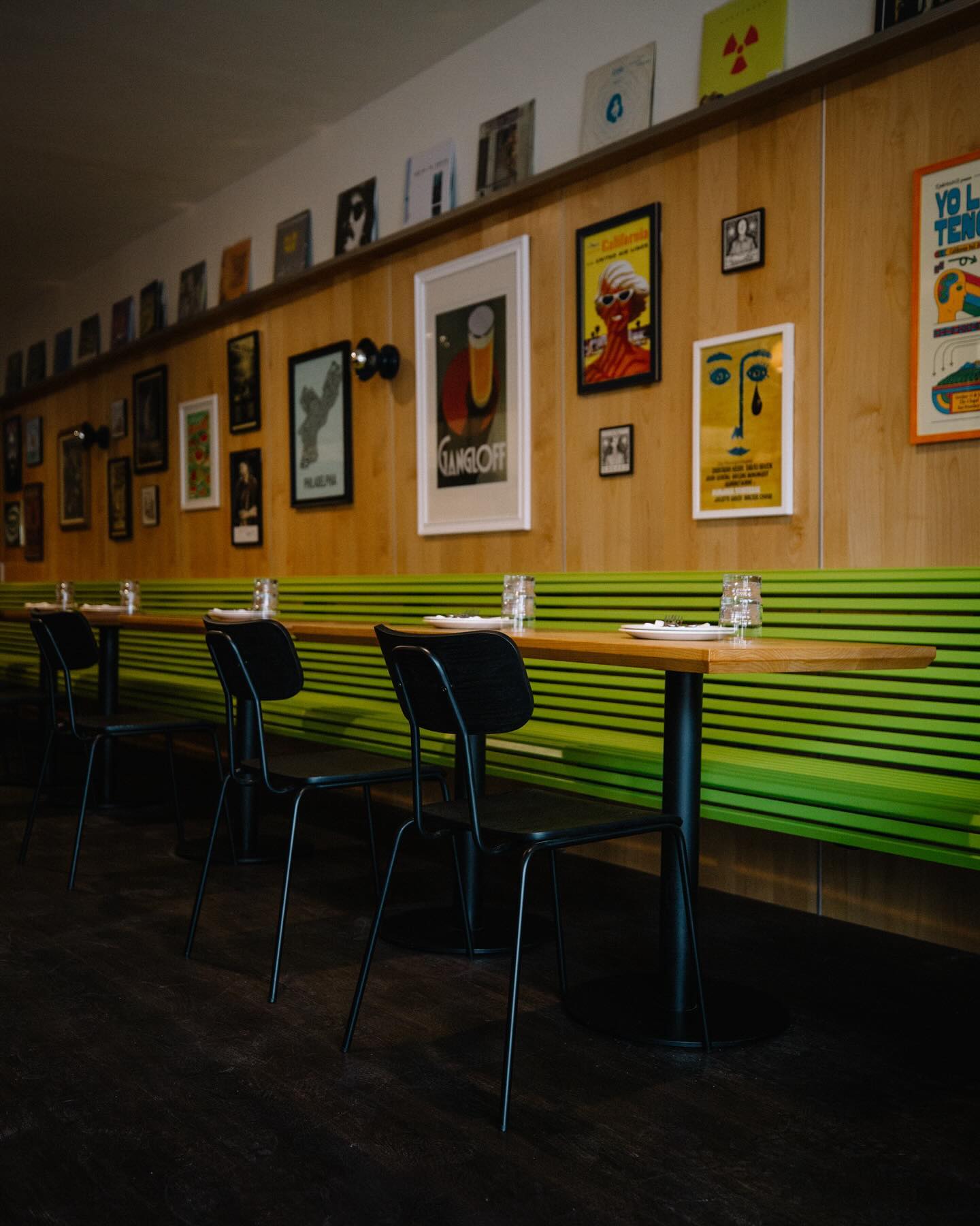 The bright, art-lined dining room at Bicycle Thief in Grass Valley